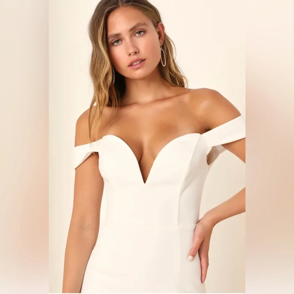 Lulus NWT “Idyllic Perfection” White Plunge Sleeveless Mermaid Maxi Size Small - Picture 11 of 12